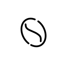 Coffee bean with minimalist line art, simple icon, coffee logo