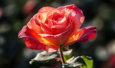 A vibrant rose with shades of red and yellow, showcasing natural beauty.