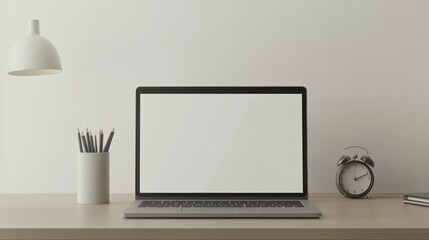 Laptop and Office Supplies on a Desk