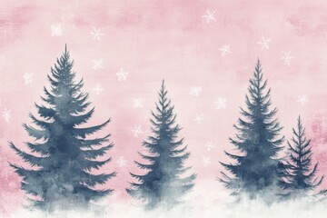 Obraz premium A Peaceful Winter Landscape with Silhouetted Trees and Falling Snowflakes