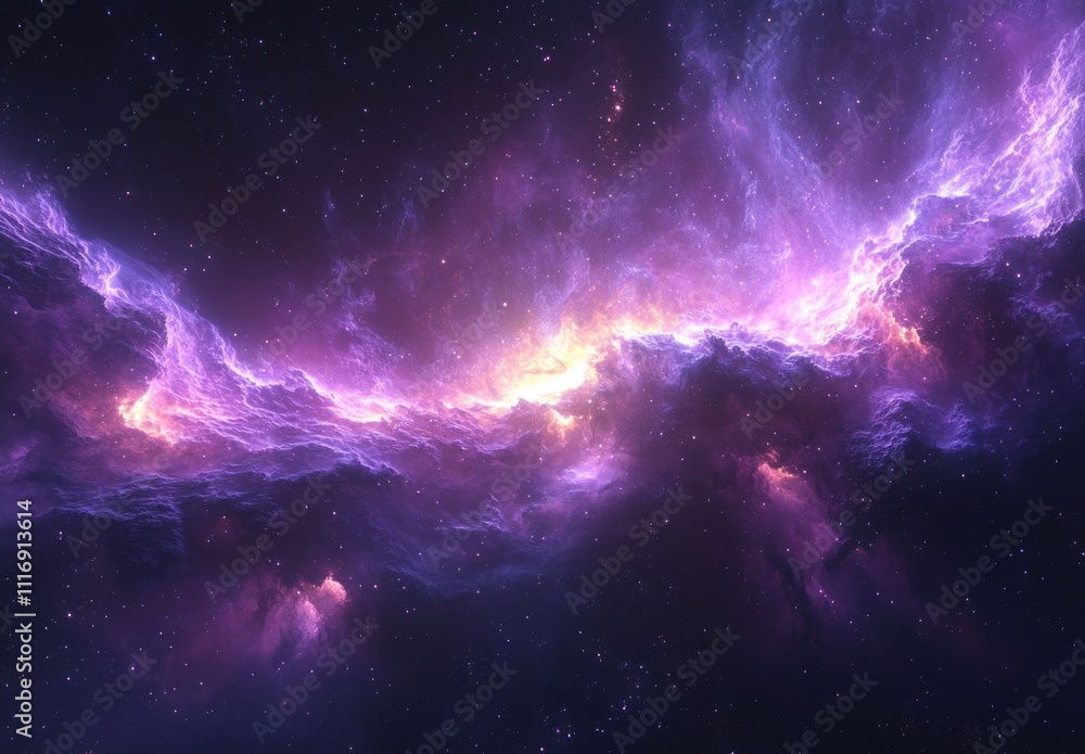Poster vibrant nebula in deep space cosmic scene with bright colors and starry details