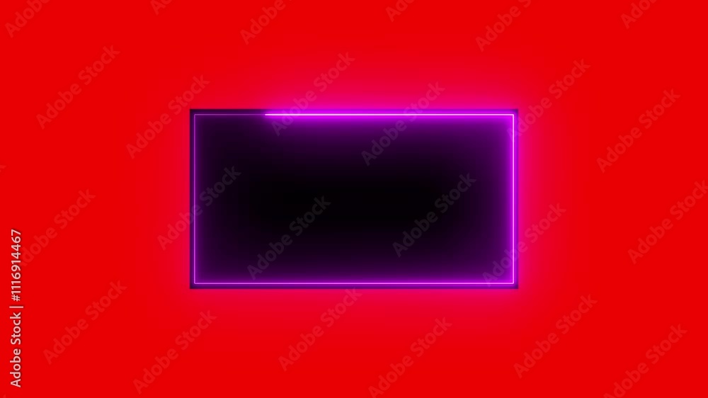 Poster abstract neon rectangle frame animation background.