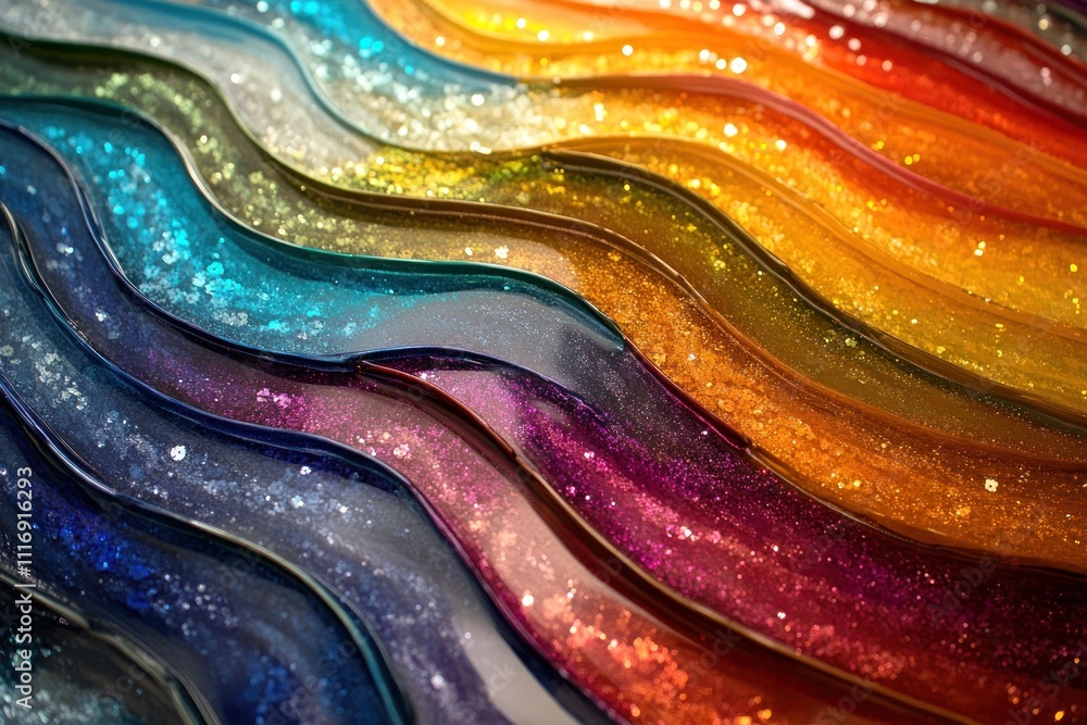 Poster abstract colorful wavy pattern with glitter texture.