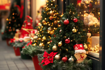 Christmas trees are twinkling in the street