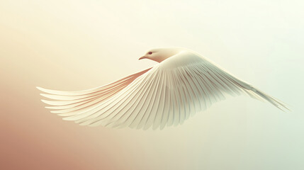 White Dove Soaring in Flight With Soft Glow