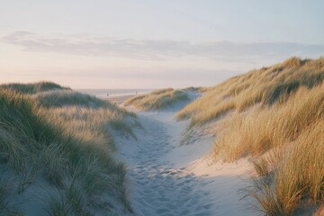 Obraz premium Sandy path through coastal dunes leading to the ocean