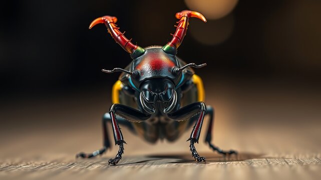 Rainbow Stag Beetle, Phalacrognathus muelleri, Male,  Stunning Detail,  Bright Colors,  High Resolution