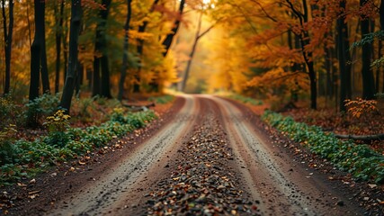 Fototapeta premium Vibrant Forest Road, Vivid Colors, Sharp Details, Deep Mood