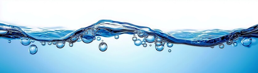 Clear Water Surface with Bubbles and Gentle Waves Under Bright Light Background for Relaxing and Refreshing Imagery