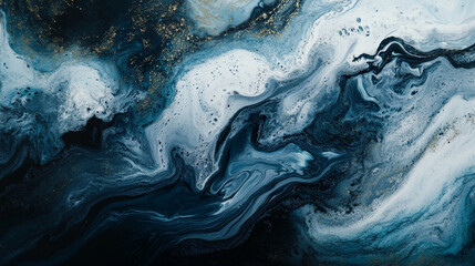 Obraz premium Swirling blue and white abstract artwork depicts calm ocean waves