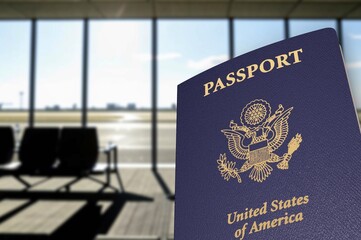 Traveler person at the airport with passport in hand