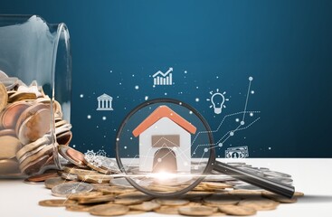Business prosperity management concept, House icons