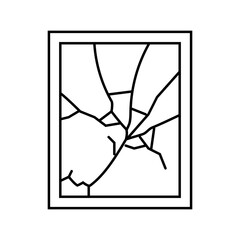 shattered mirror fracture line icon vector. shattered mirror fracture sign. isolated contour symbol black illustration