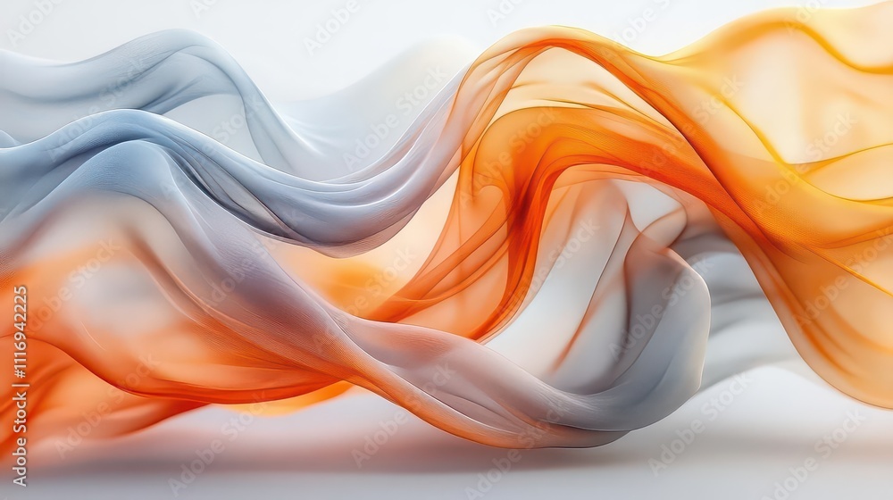 Aufkleber abstract flowing fabric in orange and blue tones creating a dynamic effect.