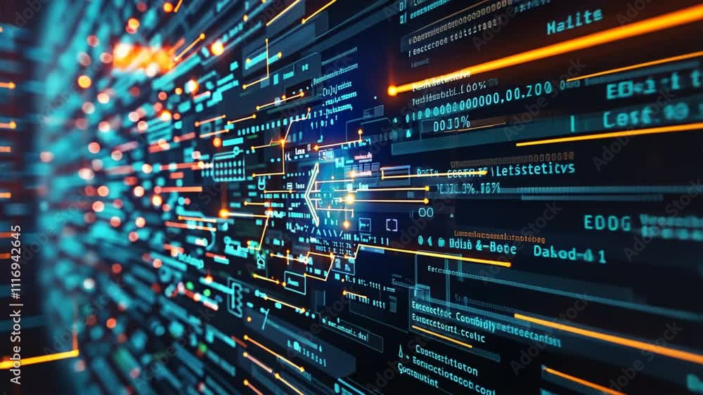 Poster vibrant digital network glowing data streams and futuristic technology innovation for enhanced conne