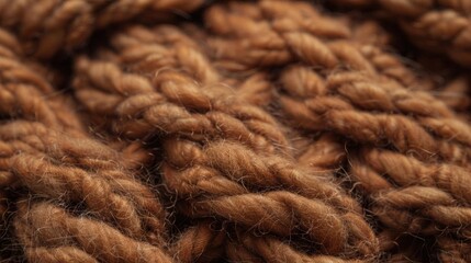 Close-up of intertwined brown ropes showcasing texture and detail.