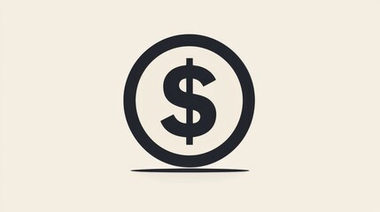Fototapeta premium Dollar symbol icon in a minimalistic black and white style on a clean background