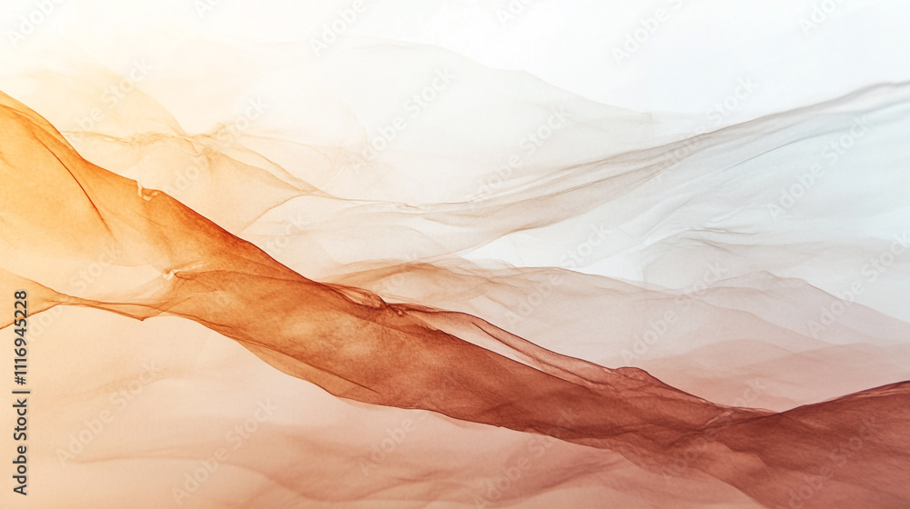 Poster flowing patterns of warm hues create an abstract landscape of soft textures and colors