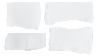 Set of White ripped piece of paper isolated on transparent background PNG file