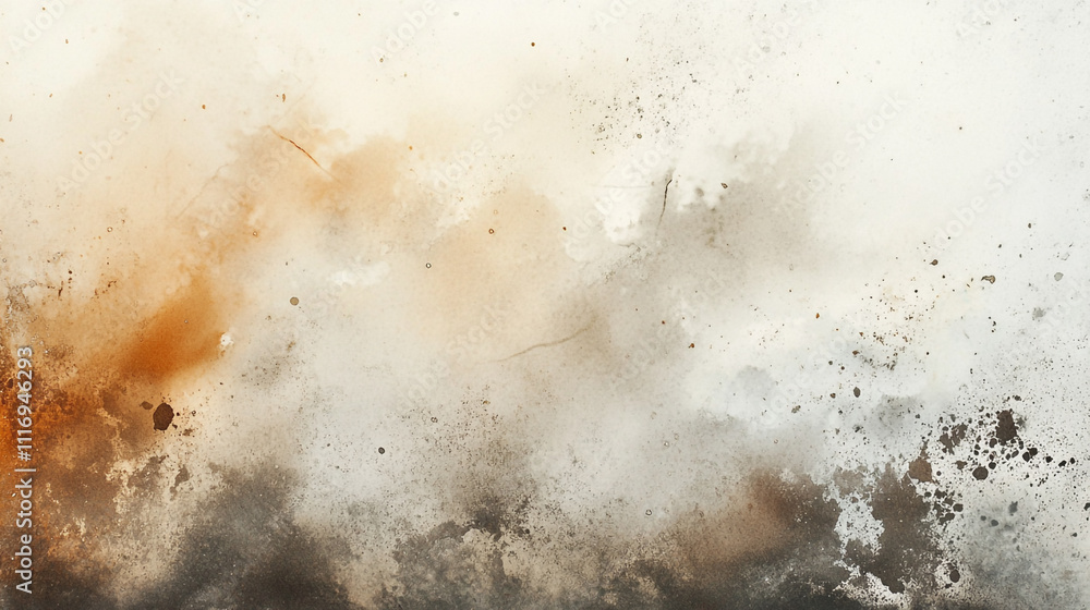 Poster vibrant abstract paint explosion in orange and gray with dynamic splatters and textures