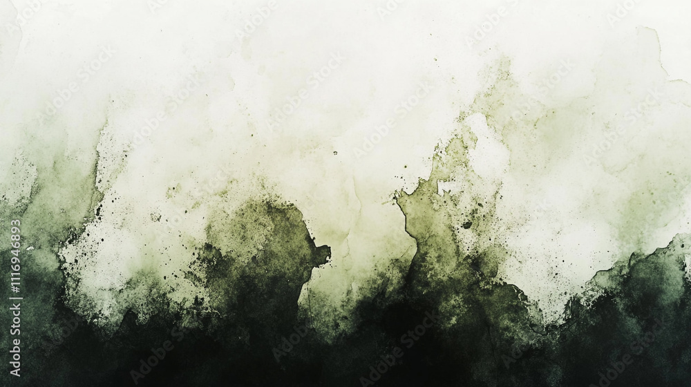 Poster abstract watercolor texture with soft greens and blacks creating a moody background