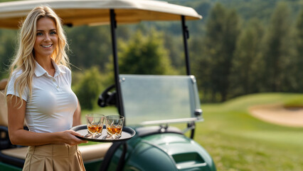 Drink Cart Girl at Golf Course