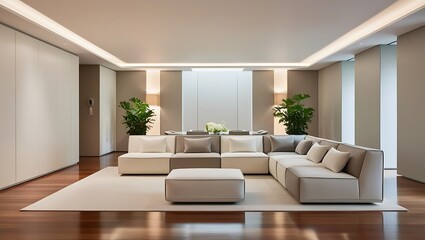 Fototapeta premium Modern Minimalist Living Room With Plant Decoration