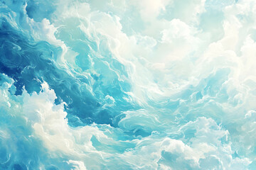 Obraz premium Abstract cloudscape, blue and white swirling clouds, dreamy sky texture.