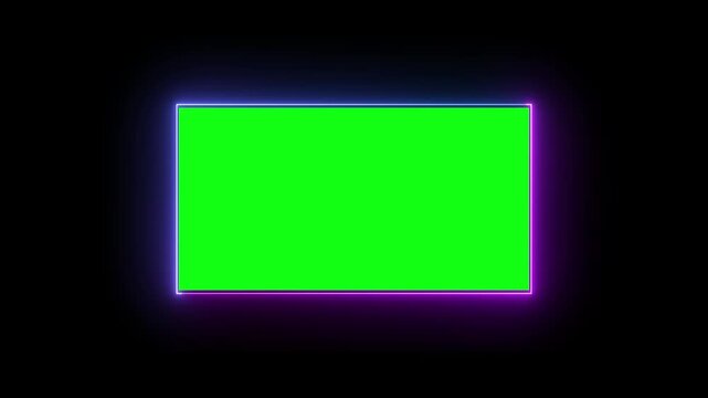 Neon circle frame. bar processing,  tv screen noise glitch effect tv screen noise glitch effect, Animation End screen YouTube channel with three templates for video on a black background.
