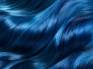 Close-up of vibrant blue hair strands showcasing texture and color depth.