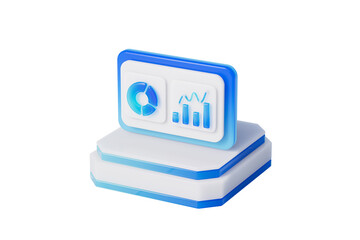 3D rendering of business style glass texture financial data chart