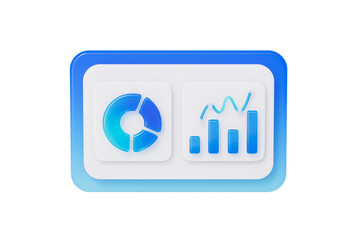 3D rendering of business style glass texture financial data chart