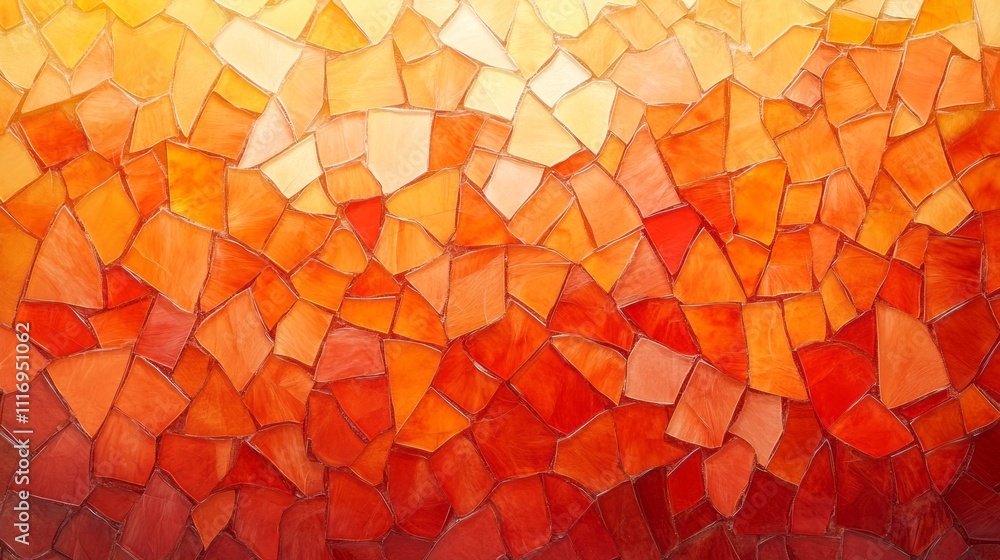 Poster a striking tapestry of orange and red tiles creates a mesmerizing mosaic, blending warm hues to form