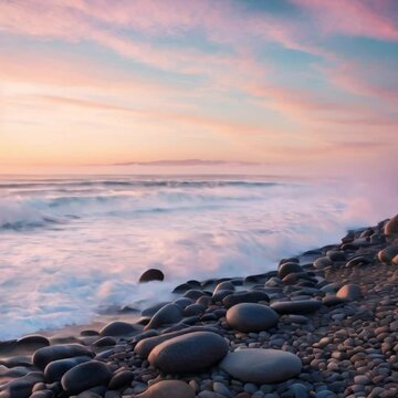 Waves on a pebbled beach