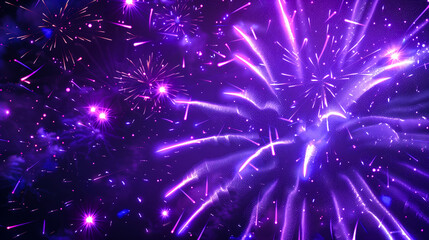 Festive Purple Fireworks Display in the Night Sky.