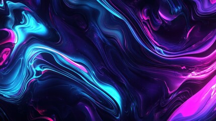 Obraz premium Abstract swirling neon blue, pink, and purple liquid paint texture.
