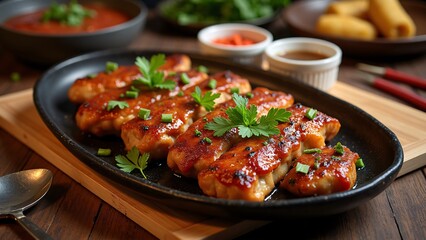 Traditional Satay Skewers Presented on a Plate