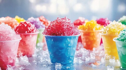 Rainbow of Refreshing Snow Cones: A Summertime Delight