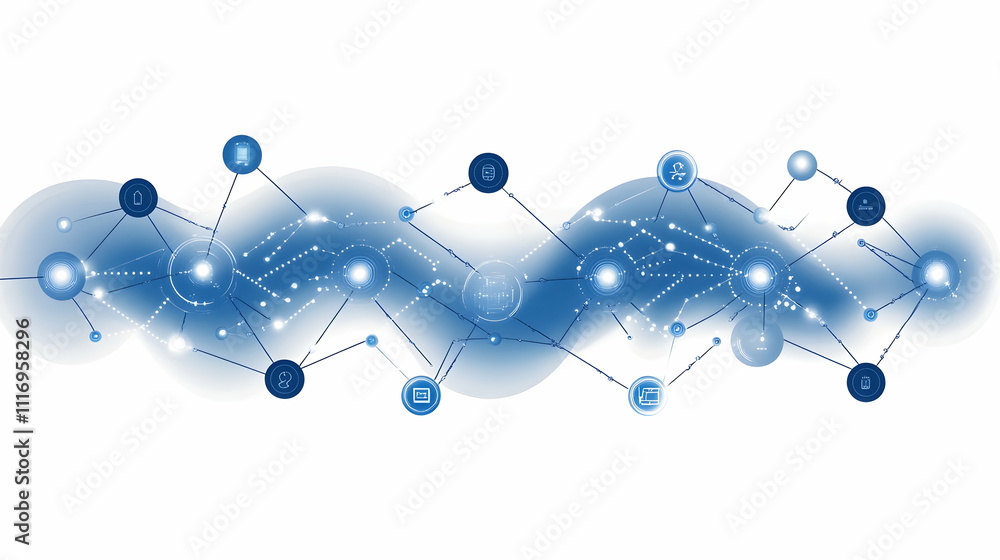 Poster abstract network connection, digital data flow, technology background.