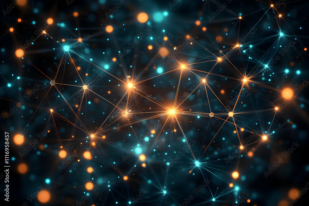 Aufkleber abstract network connection glowing nodes.