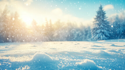 Fototapeta premium Serene Winter Snowscape Under Sunlight