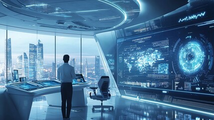 Futuristic smart city control room