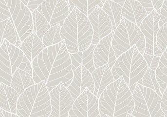 Floral Seamless Pattern. Gray Leaves Ornament. Trendy Contemporary Floral Design Perfect for Fabric, Prints, Social Media, Textile, Invitations, Branding Design. Vector Illustration
