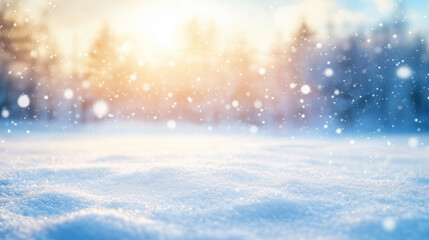 Naklejka premium Serene Winter Snowscape Under Sunlight