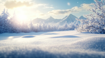 Serene Winter Snowscape Under Sunlight