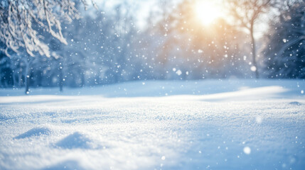 Serene Winter Snowscape Under Sunlight