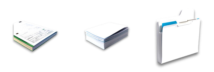 Isolated papers and pen on transparent background, suitable for office use