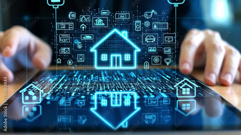 Poster digital technology transforms home management through smart device integration and control