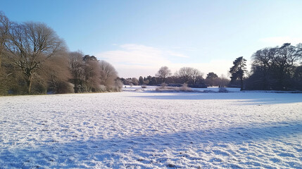 Obraz premium Serene Winter Snowscape Under Sunlight