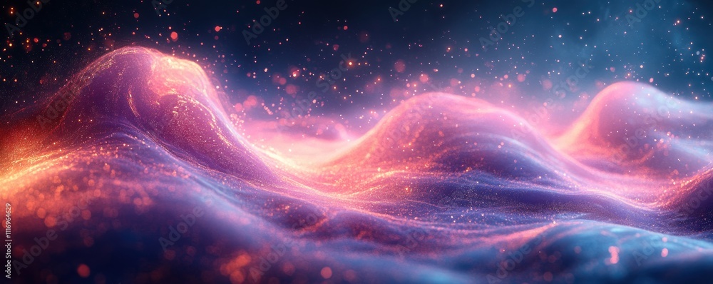 Poster dynamic digital background with neon waves and geometric lines for technology and it